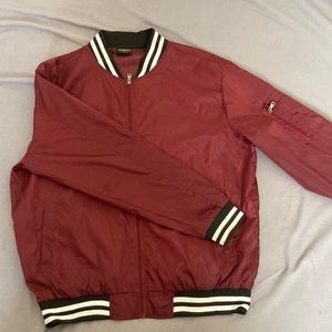 Original Deluxe maroon bomber varsity jackeg